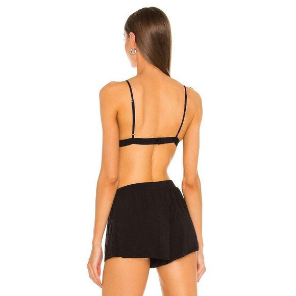 JONATHAN SIMKHAI STANDARD Mimi Matte Jersey Triangle Bralette Top Black sz M - Picture 3 of 6